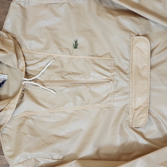 Lacoste Izod Vintage Packable Windbreaker 1/4 Zip Belt Bag Men's Tan size Medium - Picture 2 of 8